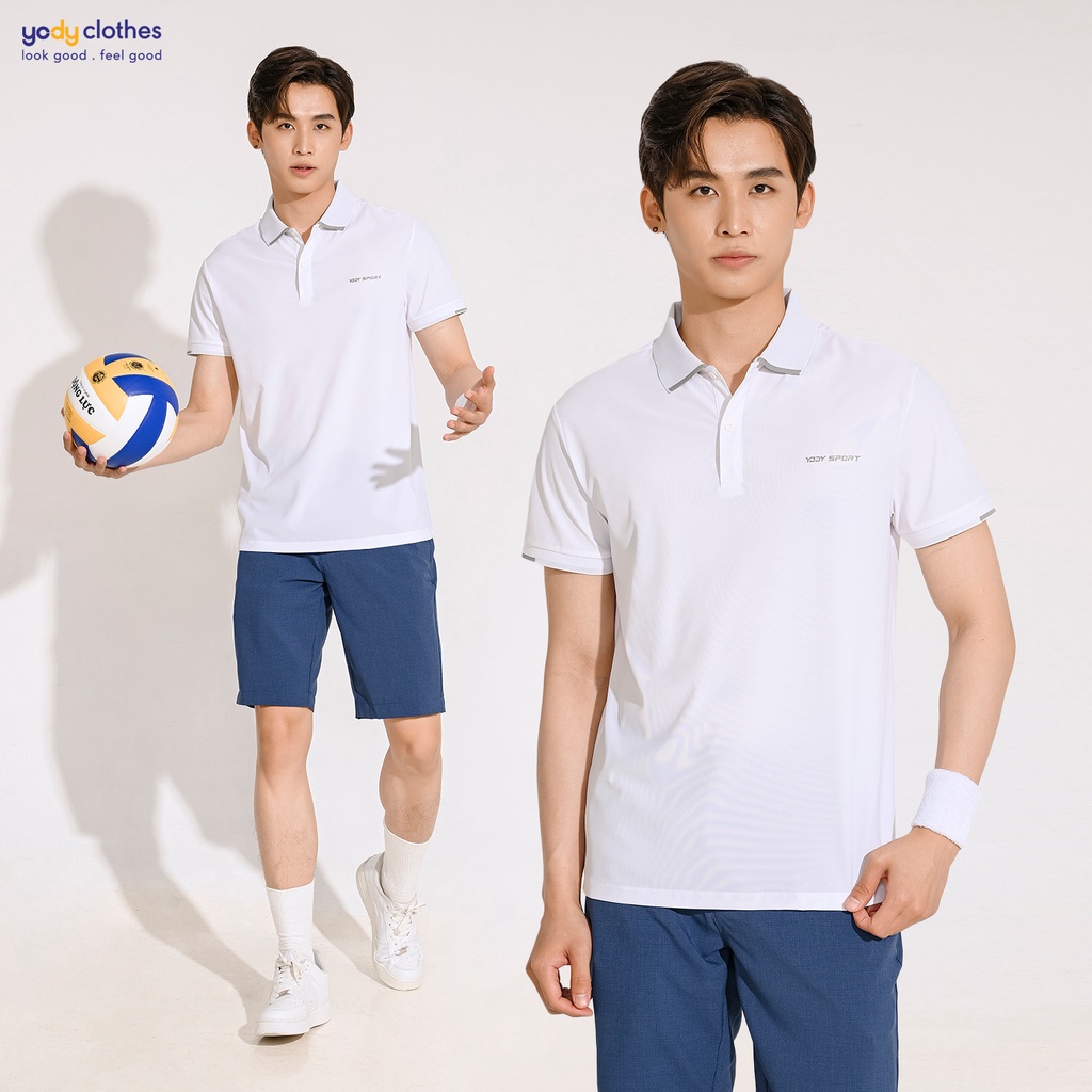 Áo polo thể thao nam logo ngực YODY thoáng mát thấm hút mồ hôi tốt SAM5003