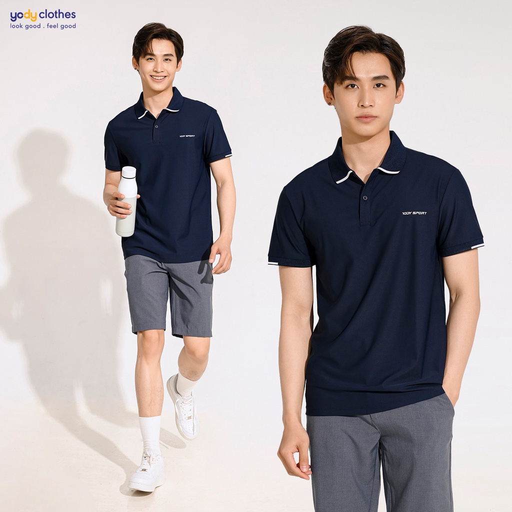 Áo polo thể thao nam logo ngực YODY thoáng mát thấm hút mồ hôi tốt SAM5003