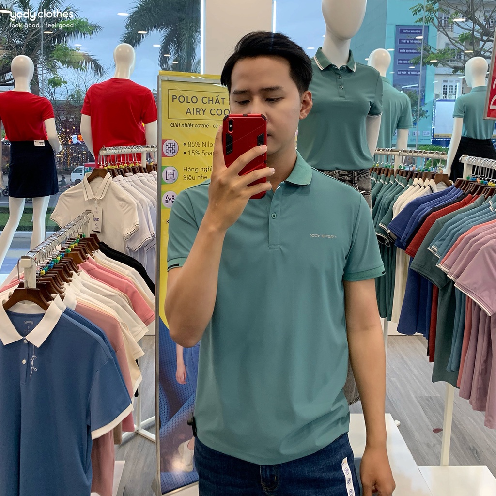 Áo polo thể thao nam logo ngực YODY thoáng mát thấm hút mồ hôi tốt SAM5003