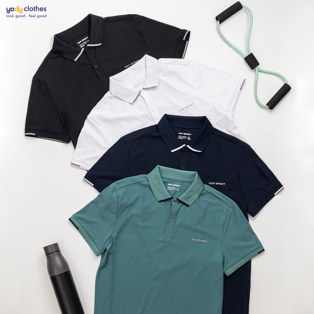 Áo polo thể thao nam logo ngực YODY thoáng mát thấm hút mồ hôi tốt SAM5003