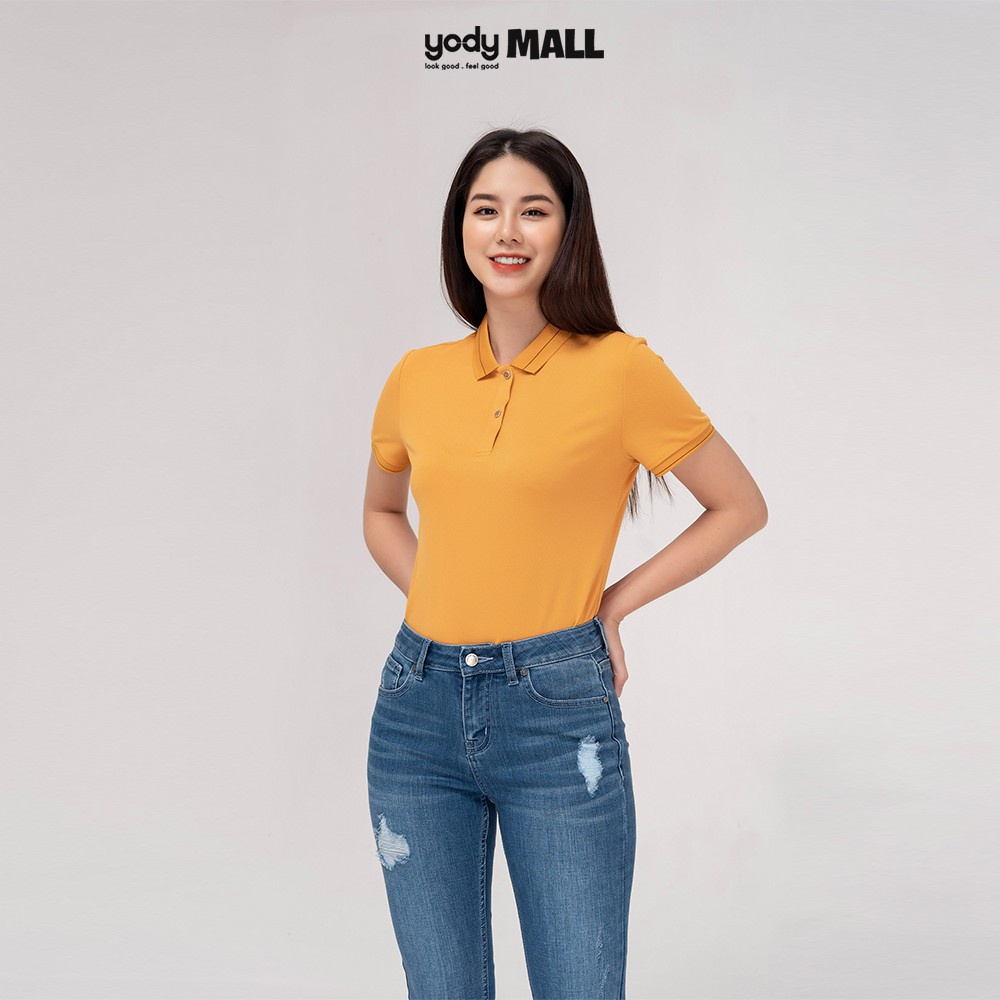 Áo thun polo phối bo nữ YODY có cổ dáng suôn chất vải thông thoáng thấm hút tốt APN3890