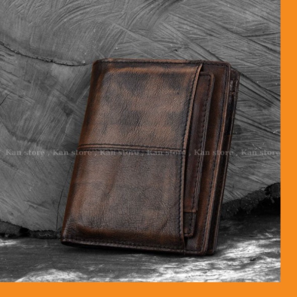 Ví Nam Da Chính Hãng Da Bò Xịn Siêu Mỏng Siêu Bền Hai Màu Đen - Nâu Cafe M10 - Kan shop
