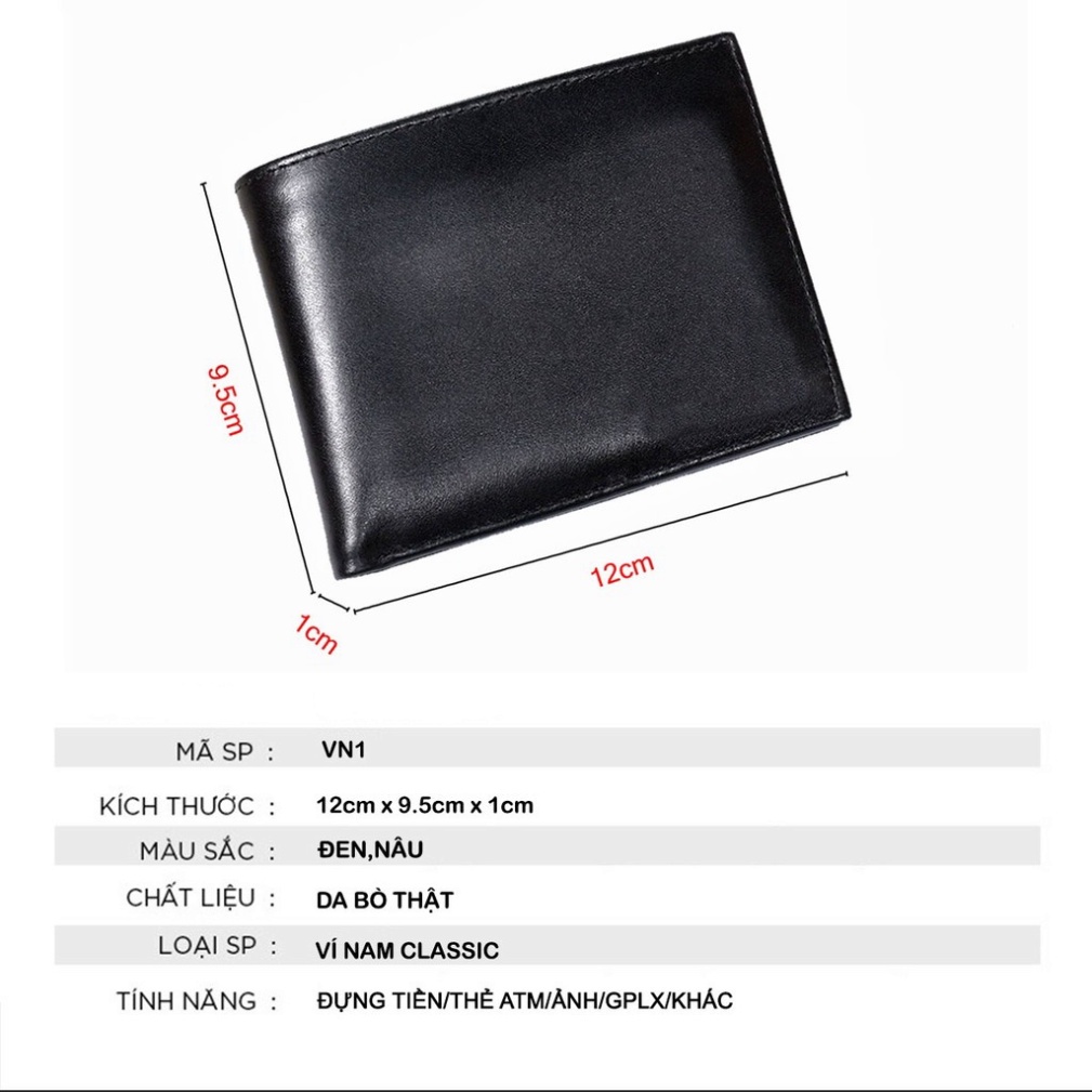 Ví Nam Da Bò Thật Dáng Đứng Ngang - Bóp Nam Cao Cấp BH 12 tháng 07xmen - Kan shop