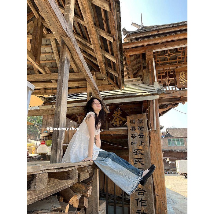 Váy Ngắn Dáng Chữ a Lưng Cao Buộc Dây Phong Cách Công Chúa Ngọt Ngào Cho Nữ