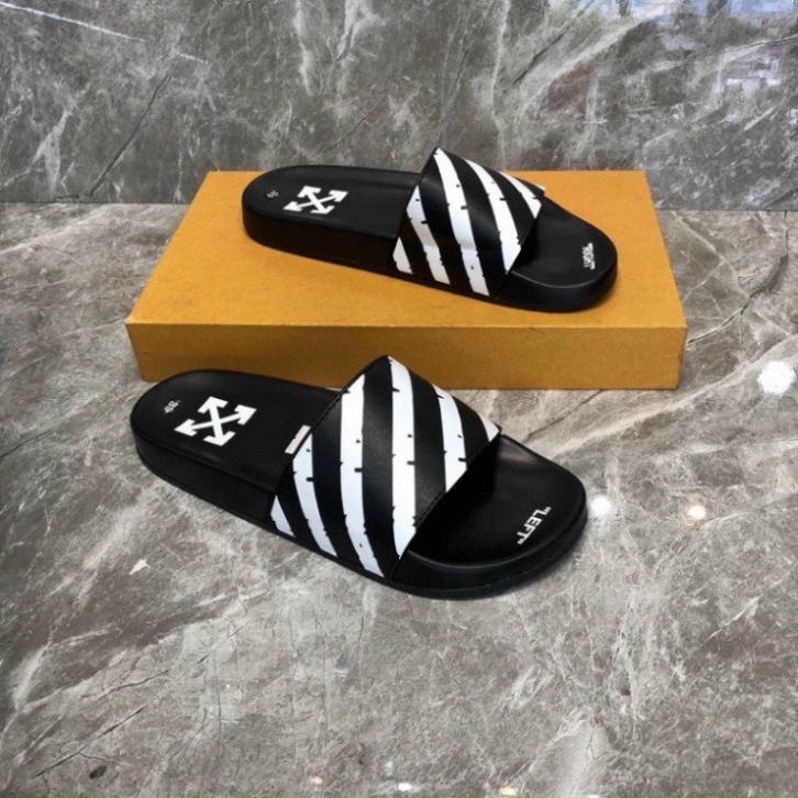 Dép nam quai ngang OFF white quai da siêu nhẹ, siêu bền ngochue.store