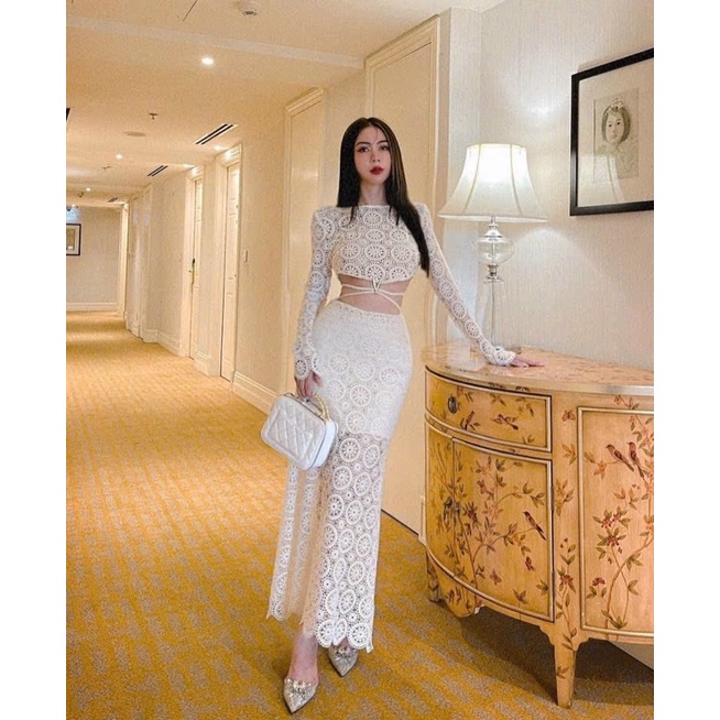 Set Đầm Váy đi biển đi tiệc l ren chân váy dài sexy sang chảnh sành điệu-MaxiTinTin