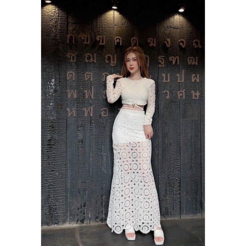 Set Đầm Váy đi biển đi tiệc l ren chân váy dài sexy sang chảnh sành điệu-MaxiTinTin