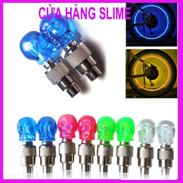 Set 1 đèn LED chiếu sáng Neon Hình Đầu Lâu Gắn Van Bánh xe đạp điện / xe gắn máy / Xe Hơi