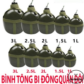 Bình tông bi đông nhôm xanh thiết kế người lính ngày xưa bình tông đựng rượu đựng nước lèo đi rừng, đi phượt
