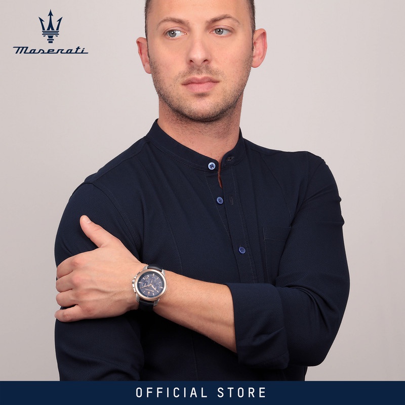 Đồng Hồ Quartz Dây Da Xanh 44Mm R8871621015