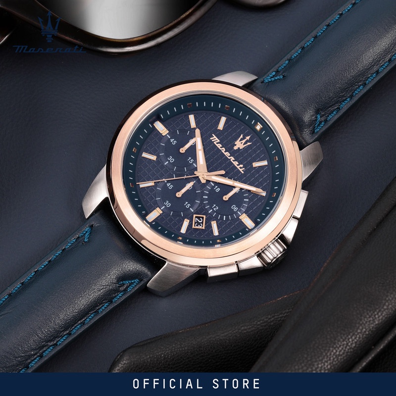 Đồng Hồ Quartz Dây Da Xanh 44Mm R8871621015