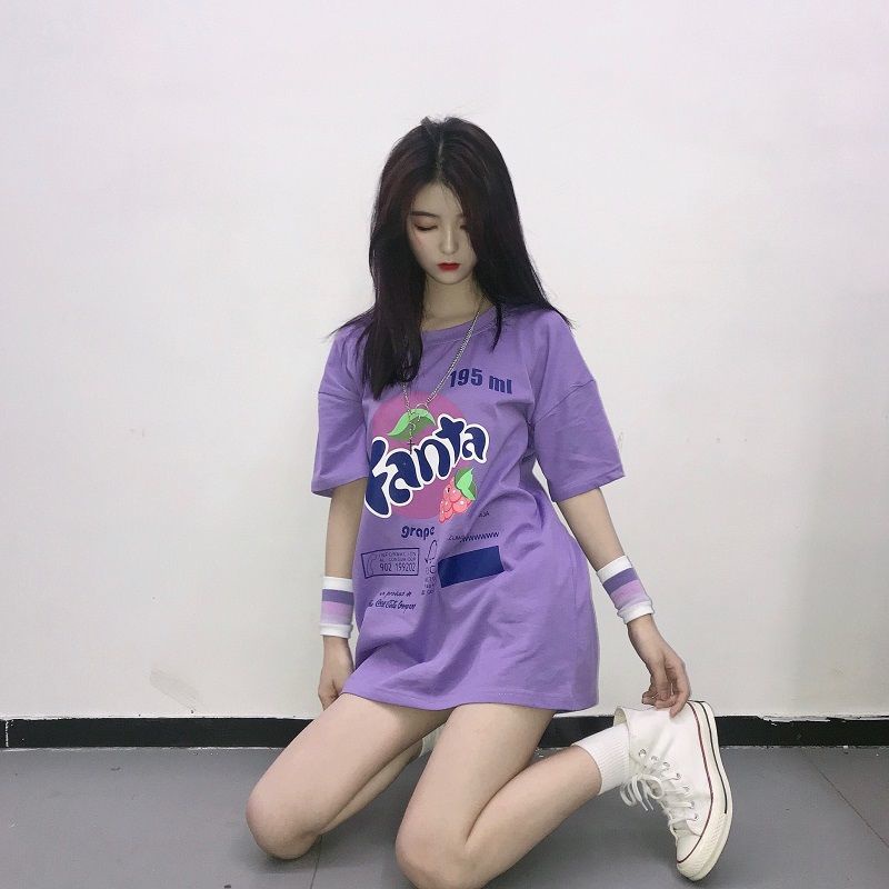 Jiashucheng Áo Thun Nữ Tay Ngắn Dáng Rộng Phong Cách Hàn Quốc