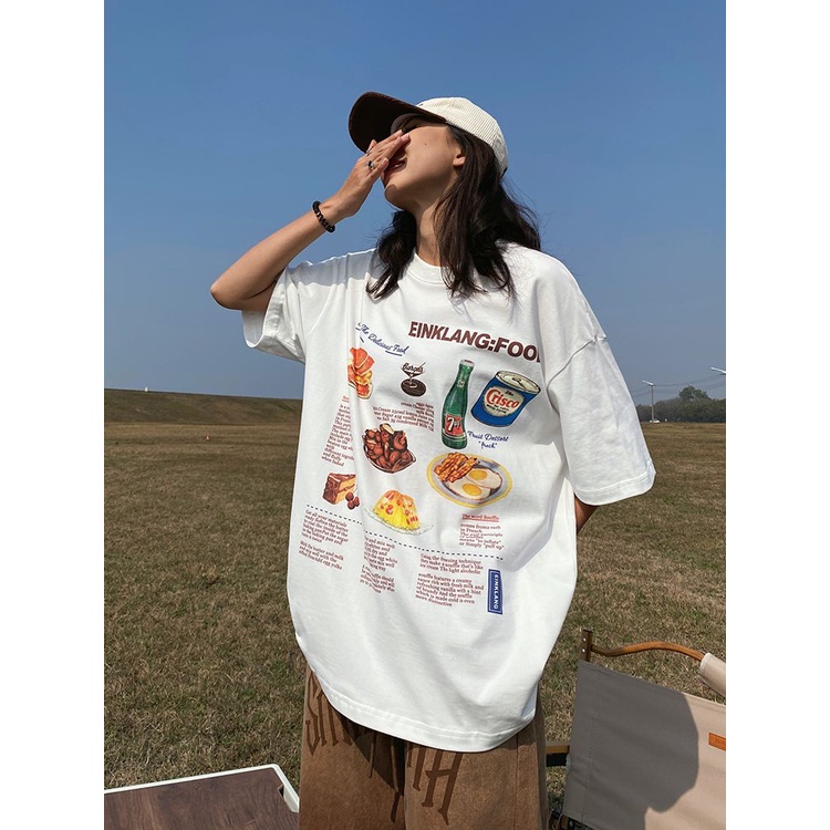 Jiashucheng Áo Thun Cotton Tay Ngắn Dáng Rộng Phong Cách Đường Phố Mỹ Thời Trang Mùa Hè Cho Nữ