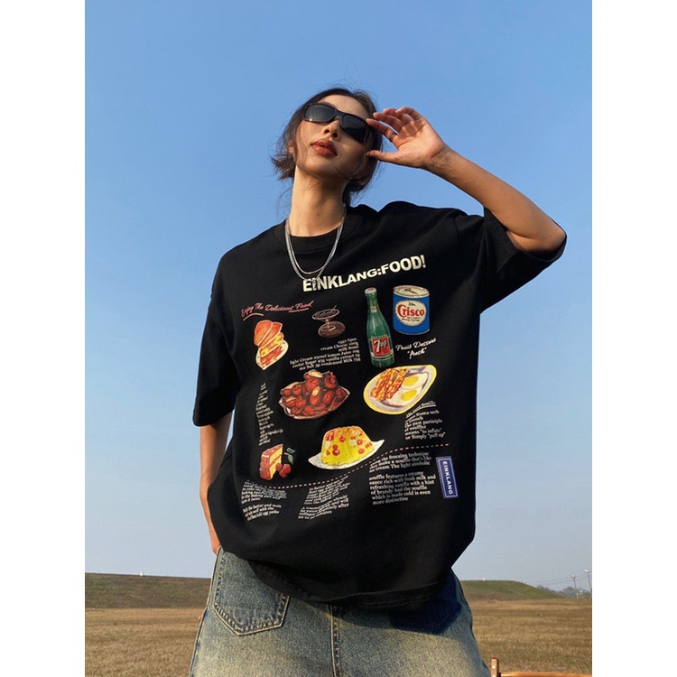 Jiashucheng Áo Thun Cotton Tay Ngắn Dáng Rộng Phong Cách Đường Phố Mỹ Thời Trang Mùa Hè Cho Nữ