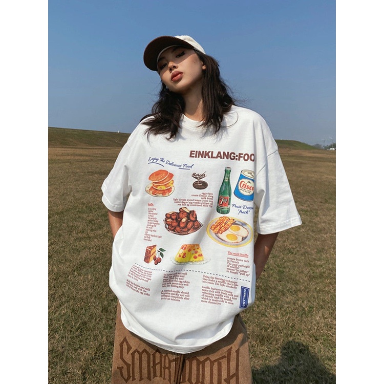 Jiashucheng Áo Thun Cotton Tay Ngắn Dáng Rộng Phong Cách Đường Phố Mỹ Thời Trang Mùa Hè Cho Nữ