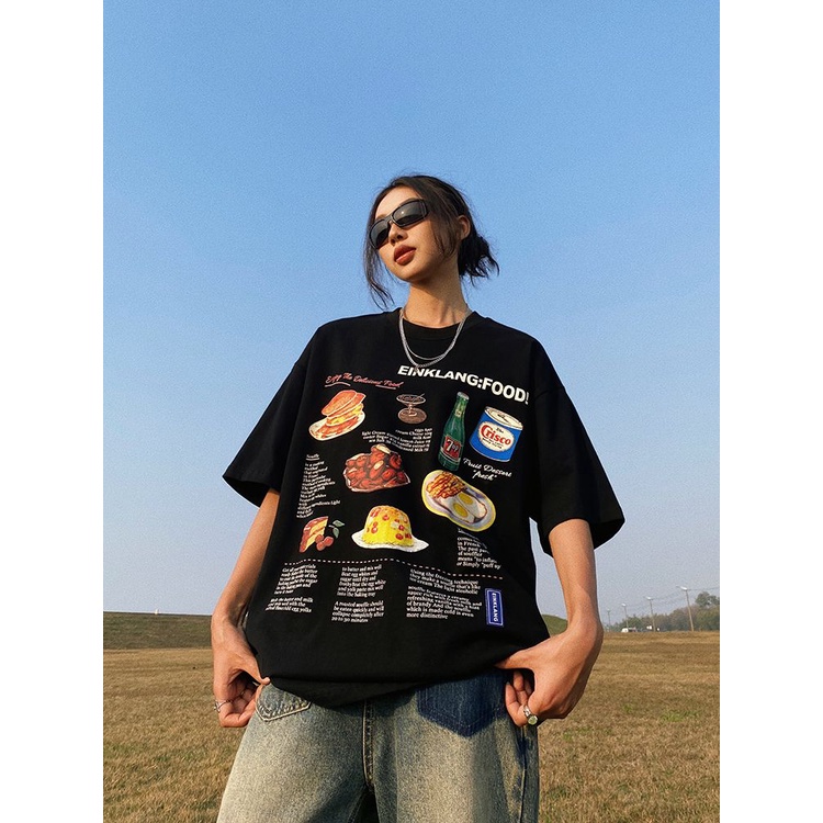 Jiashucheng Áo Thun Cotton Tay Ngắn Dáng Rộng Phong Cách Đường Phố Mỹ Thời Trang Mùa Hè Cho Nữ