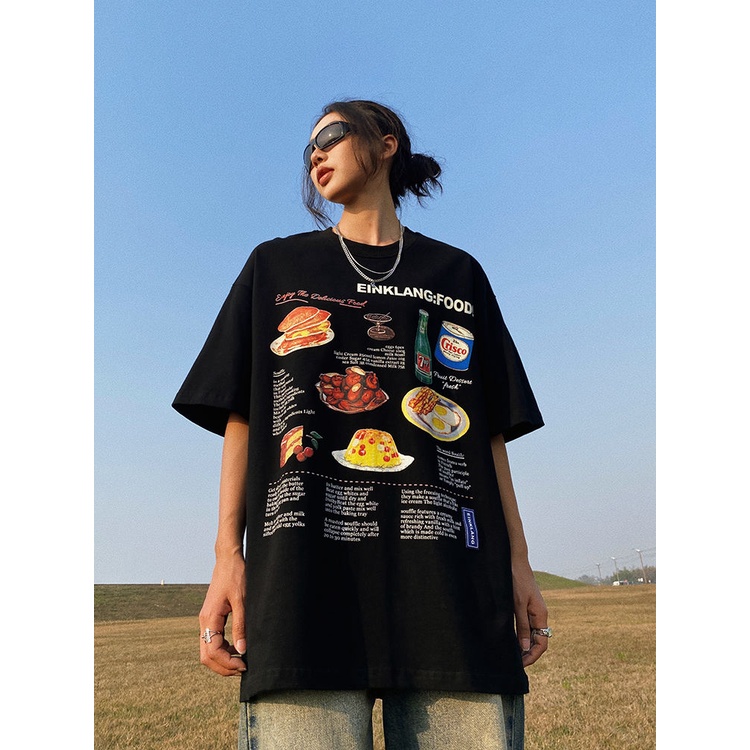 Jiashucheng Áo Thun Cotton Tay Ngắn Dáng Rộng Phong Cách Đường Phố Mỹ Thời Trang Mùa Hè Cho Nữ