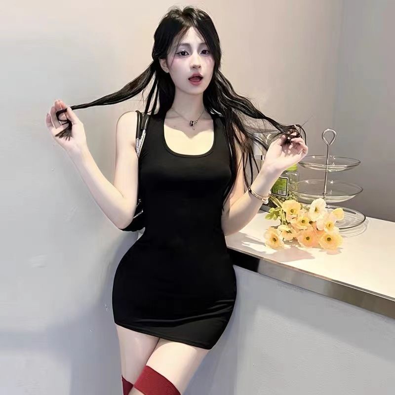 Jiashucheng Đầm Ngắn Hai Dây Ôm Dáng Hở Eo Thiết Kế Rỗng Gợi Cảm Cho Nữ