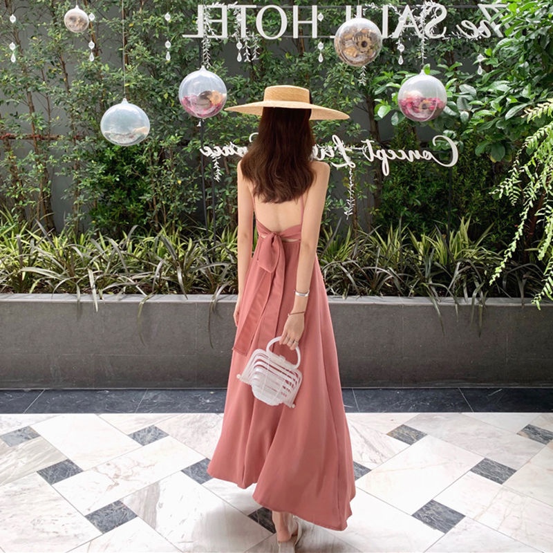 Jiashucheng Đầm Hai Dây Dáng Dài Phong Cách Hong Kong Cổ Điển Thời Trang Xuân Hè Hàng Mới Dành Cho Bạn Nữ