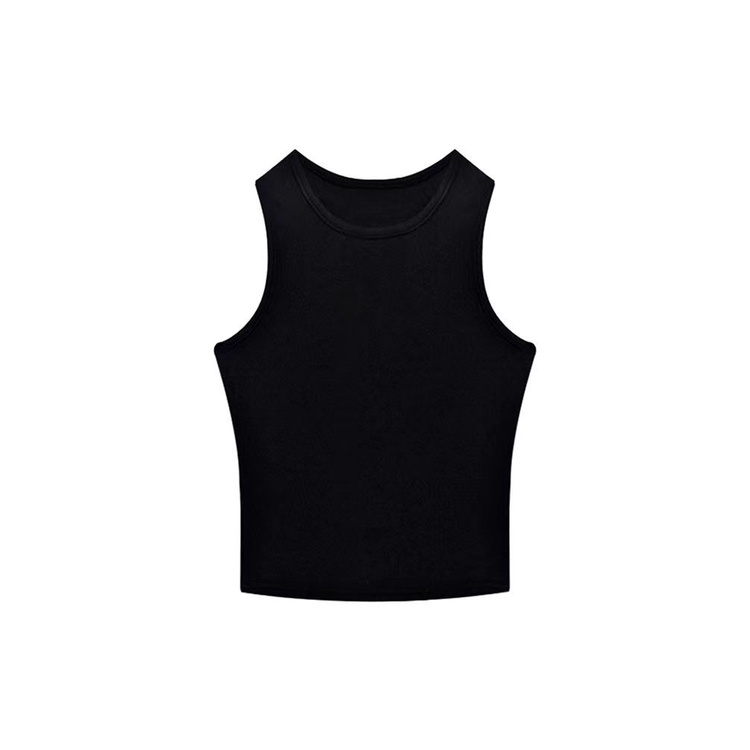 Jiashucheng Áo Thể Thao Không Tay Lưng Cao Dáng Ôm Màu Đen Thời Trang Mùa Hè Dành Cho Nữ