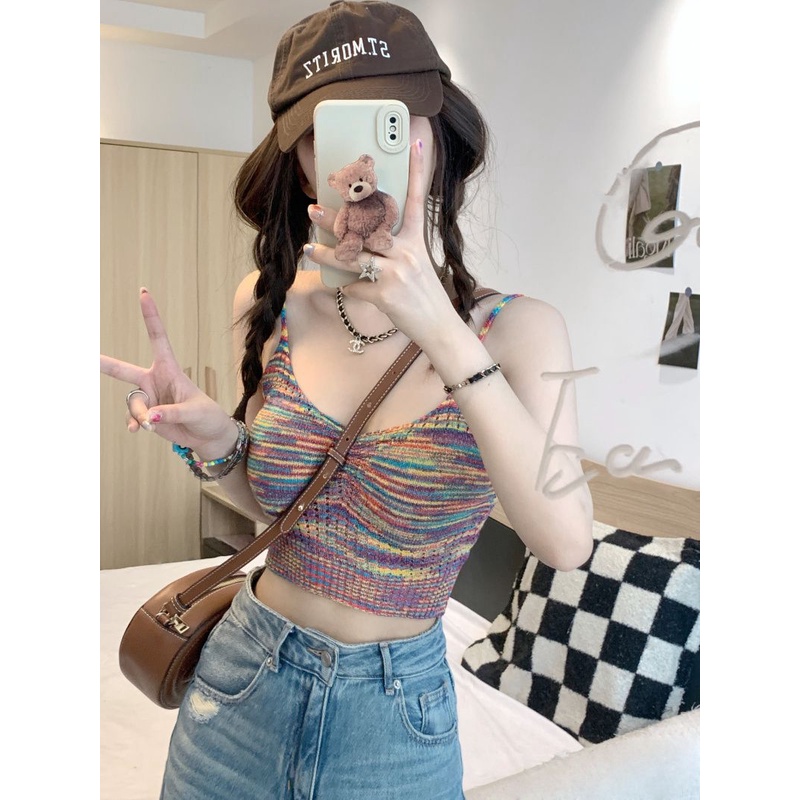 Jiashucheng Áo Hai Dây Mùa Hè 2023 Phong Cách Thời Trang Mới Độc Đáo Cho Nữ