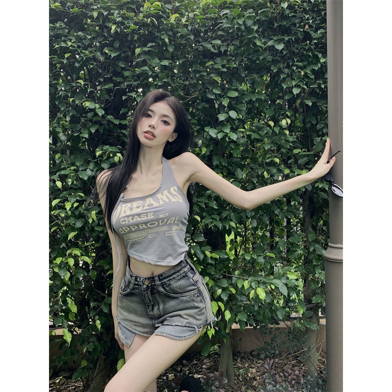 Jiashucheng Áo Hai Dây Dáng Ngắn Thời Trang Mùa Hè Cho Nữ