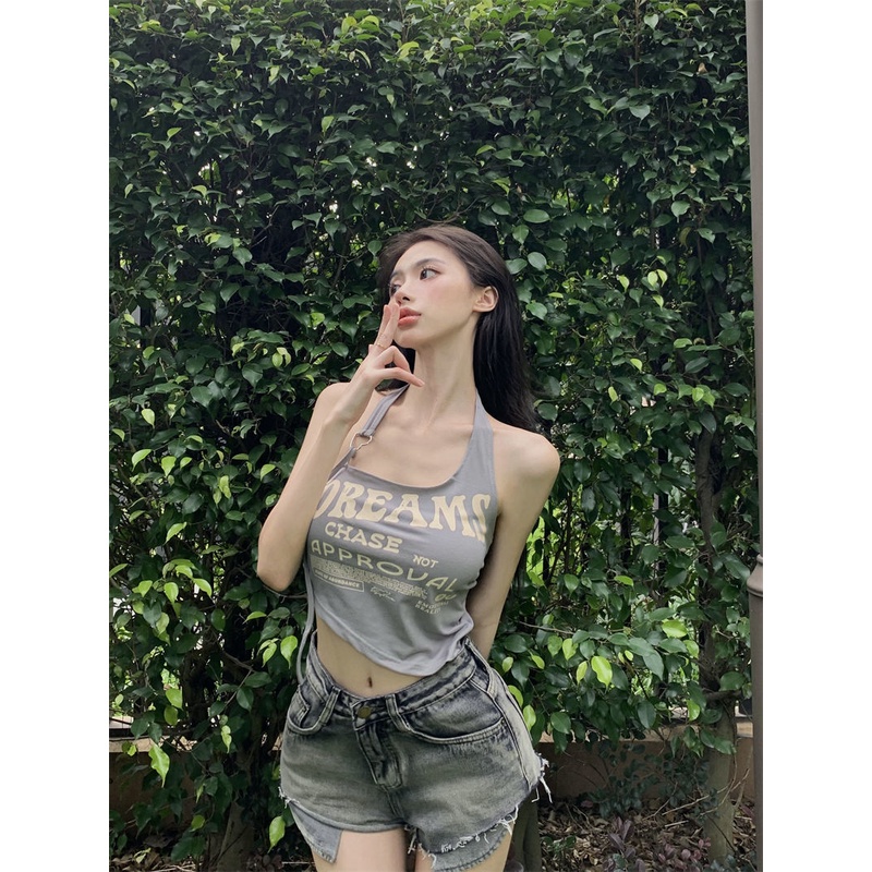 Jiashucheng Áo Hai Dây Dáng Ngắn Thời Trang Mùa Hè Cho Nữ