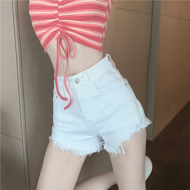 Jiashucheng Quần Short Denim Mỏng Dáng Chữ A Lưng Cao Ôm Dáng Co Giãn Thời Trang Mùa Hè Dễ Phối Đồ Cho Nữ