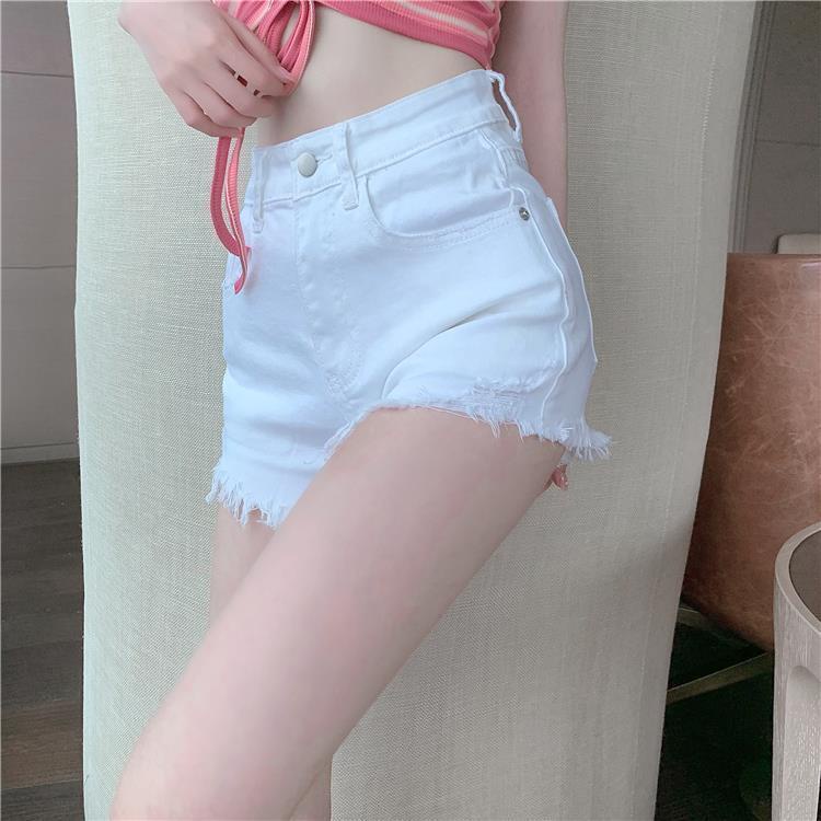 Jiashucheng Quần Short Denim Mỏng Dáng Chữ A Lưng Cao Ôm Dáng Co Giãn Thời Trang Mùa Hè Dễ Phối Đồ Cho Nữ