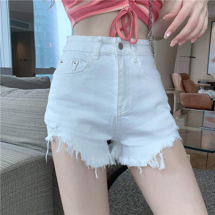 Jiashucheng Quần Short Denim Mỏng Dáng Chữ A Lưng Cao Ôm Dáng Co Giãn Thời Trang Mùa Hè Dễ Phối Đồ Cho Nữ