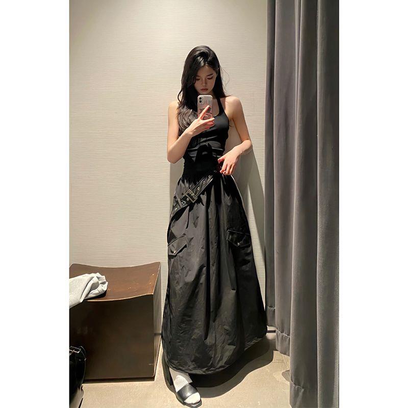 Set Áo Đen Và Chân Váy Hai Dây Thời Trang Mùa Hè 2023 Cho Nữ