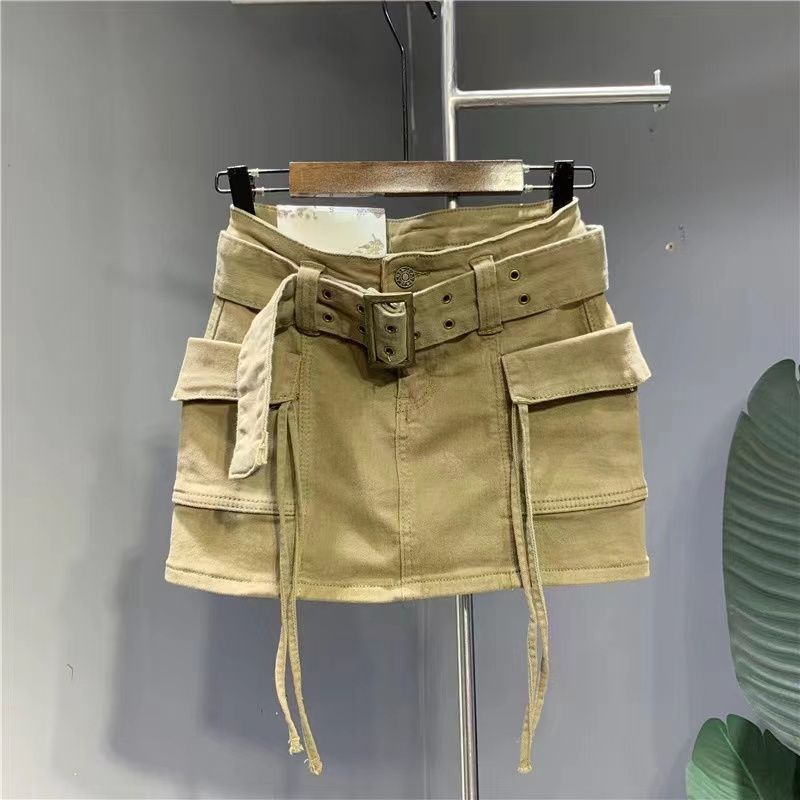Jiashucheng Váy Yếm Denim Dáng Chữ A Phong Cách Retro Mỹ Cỡ Lớn Thời Trang Mùa Hè Mới Cho Nữ