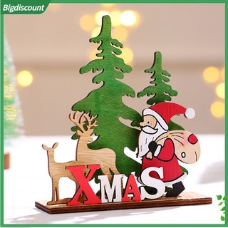 <BIG> Mô Hình Ông Già Noel / Tuần Lộc Bằng Gỗ Dễ Thương Dùng Để Trang Trí Giáng Sinh Tiện Dụng