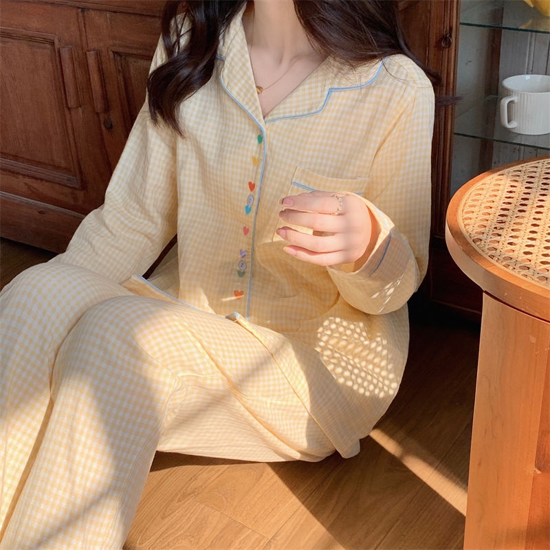 Bộ Đồ Ngủ Tay Dài Họa Tiết Kẻ Sọc Đơn Giản Thoải Mái Thời Trang Xuân Thu Cho Nữ