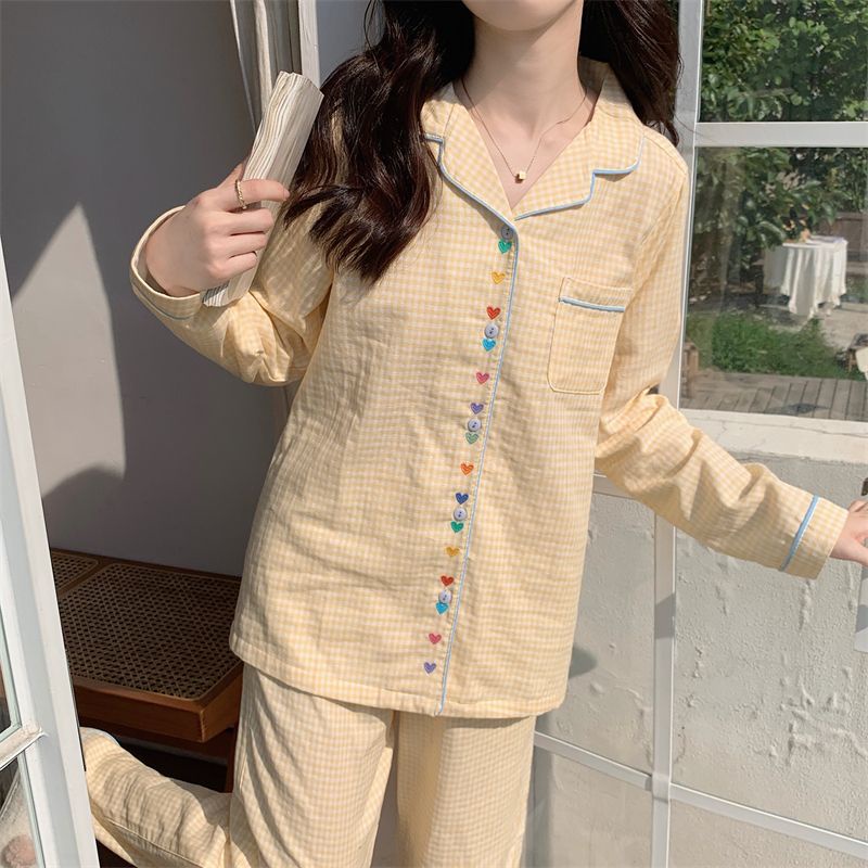 Bộ Đồ Ngủ Tay Dài Họa Tiết Kẻ Sọc Đơn Giản Thoải Mái Thời Trang Xuân Thu Cho Nữ