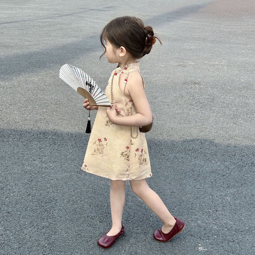 Đầm Sườn Xám Phong Cách Trung Hoa Thời Trang Mùa Hè 2023 Cho Bé Gái
