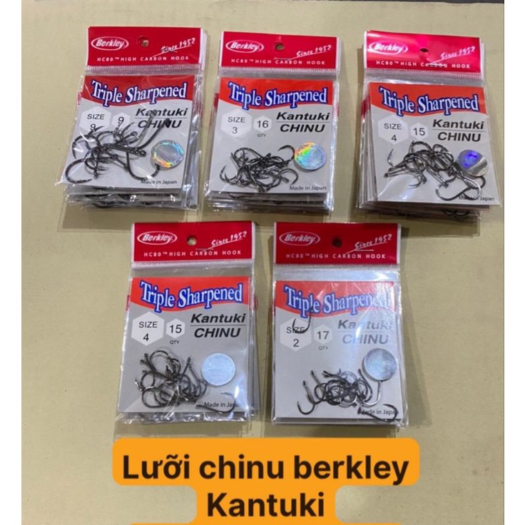 1 bọc Lưỡi Câu Chinu đỏ Kantuki Berkley size 1.2.3.4.5.6