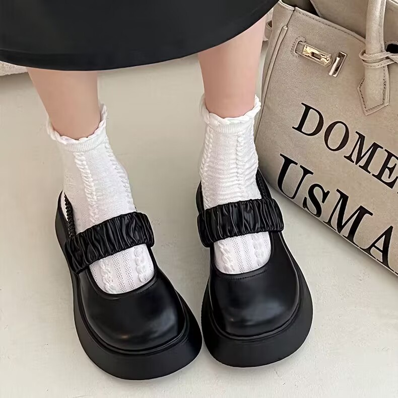 Giày nữ lolita retro đơn giản đáy dày tăng lên