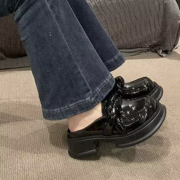 Giày nữ lolita retro đáy dày đơn giản