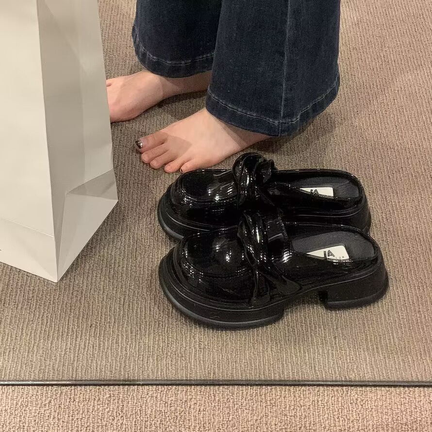 Giày nữ lolita retro đáy dày đơn giản