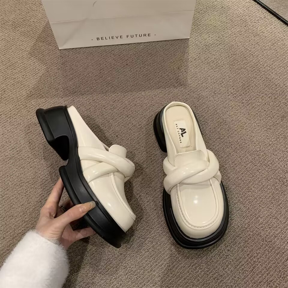 Giày nữ lolita retro đáy dày đơn giản