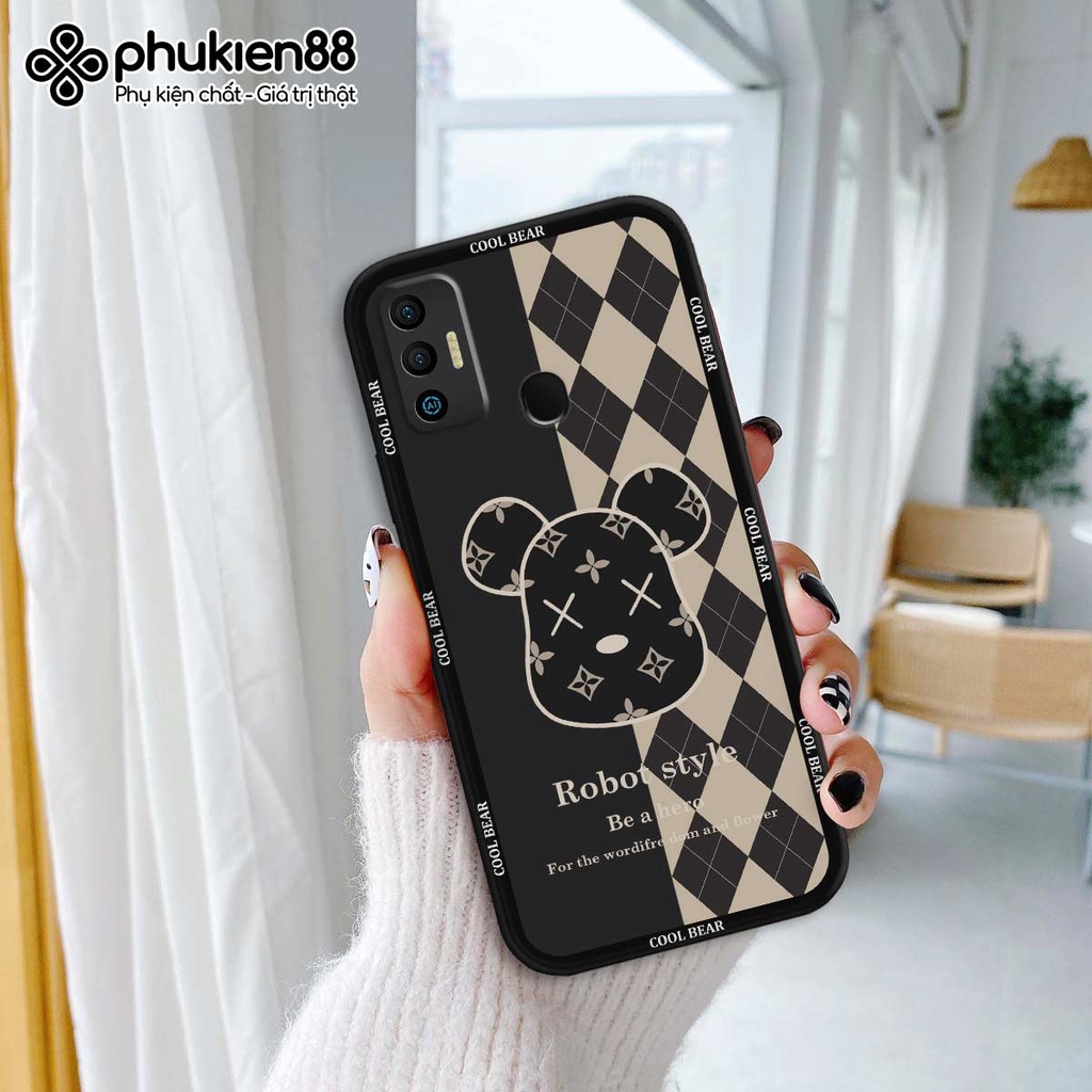 Ốp lưng TPU Tecno Spark 7 gấu bear dễ thương thời trang, ốp silicon TPU dẻo rẻ đẹp
