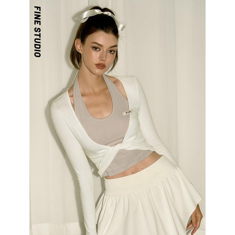 Áo Ngắn Hai Dây Giả Hai Mảnh Mỏng Thoáng Khí Chống Nắng Mặc Khi Múa Ba Lê Cho Nữ Fine STUDIO