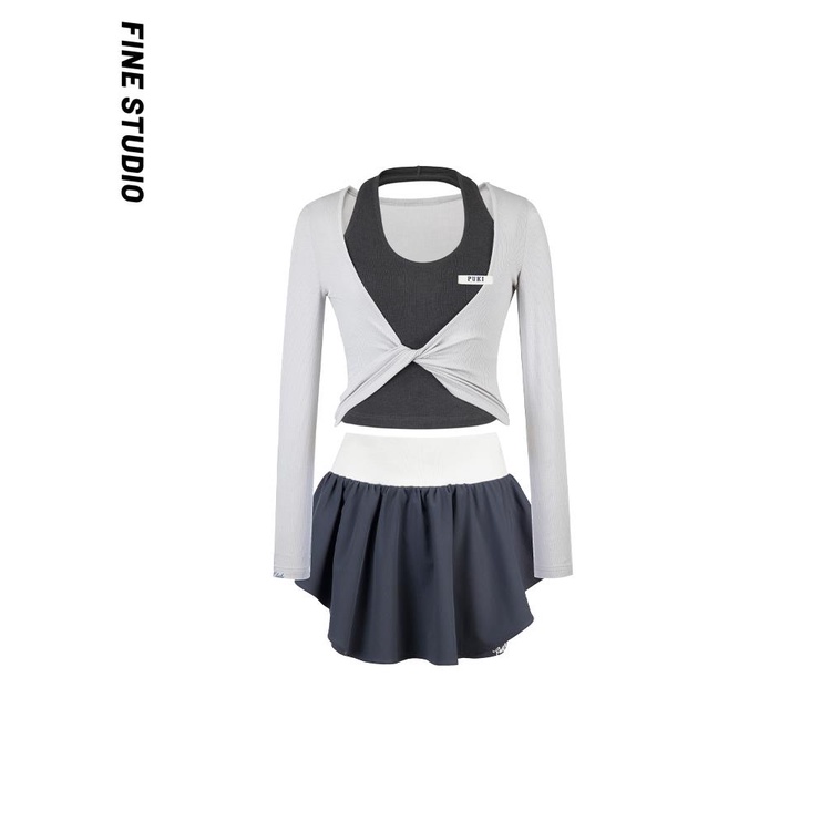 Áo Ngắn Hai Dây Giả Hai Mảnh Mỏng Thoáng Khí Chống Nắng Mặc Khi Múa Ba Lê Cho Nữ Fine STUDIO