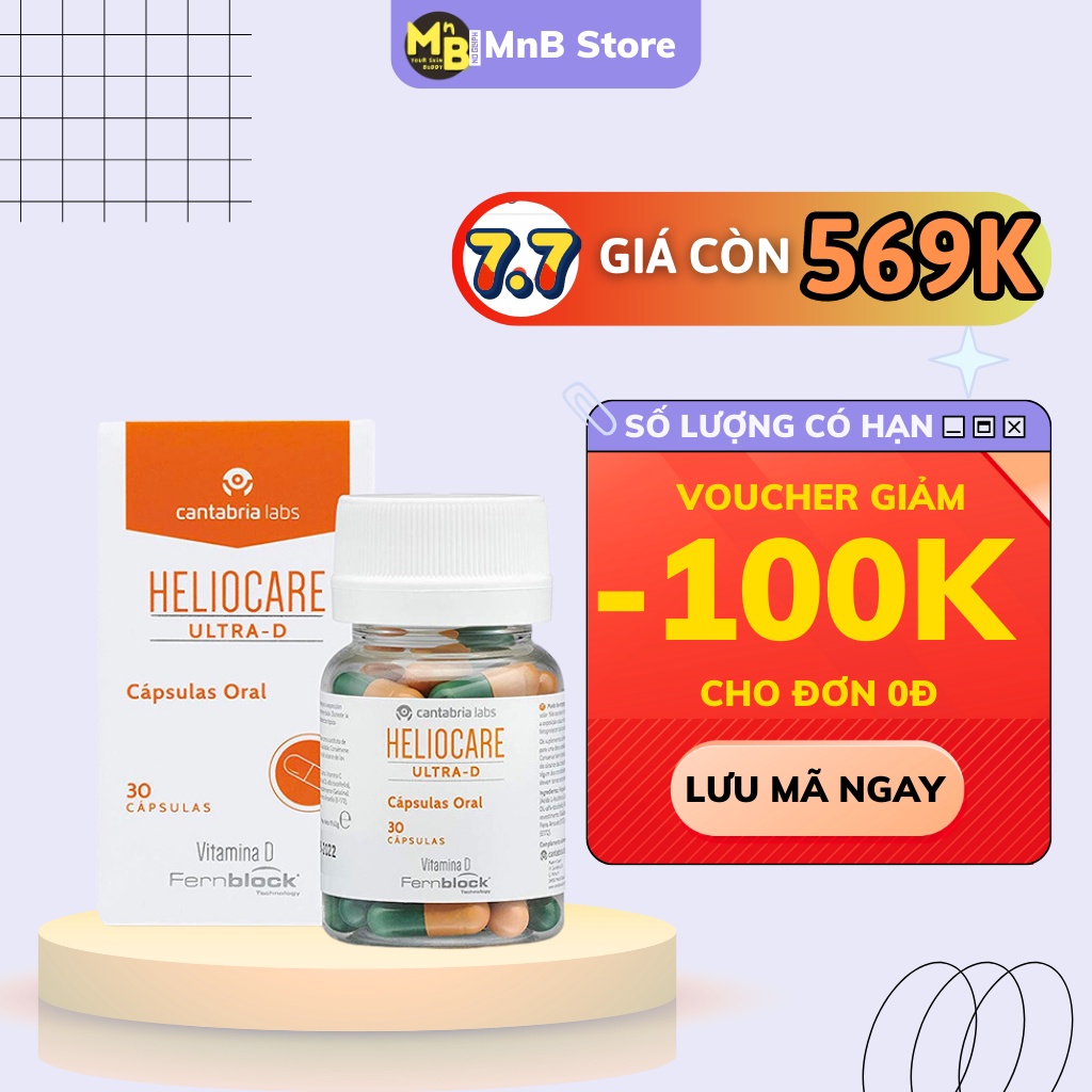 Viên uống chống nắng trắng da ngừa lão hóa HELIOCARE Ultra D Capsules 30 Viên