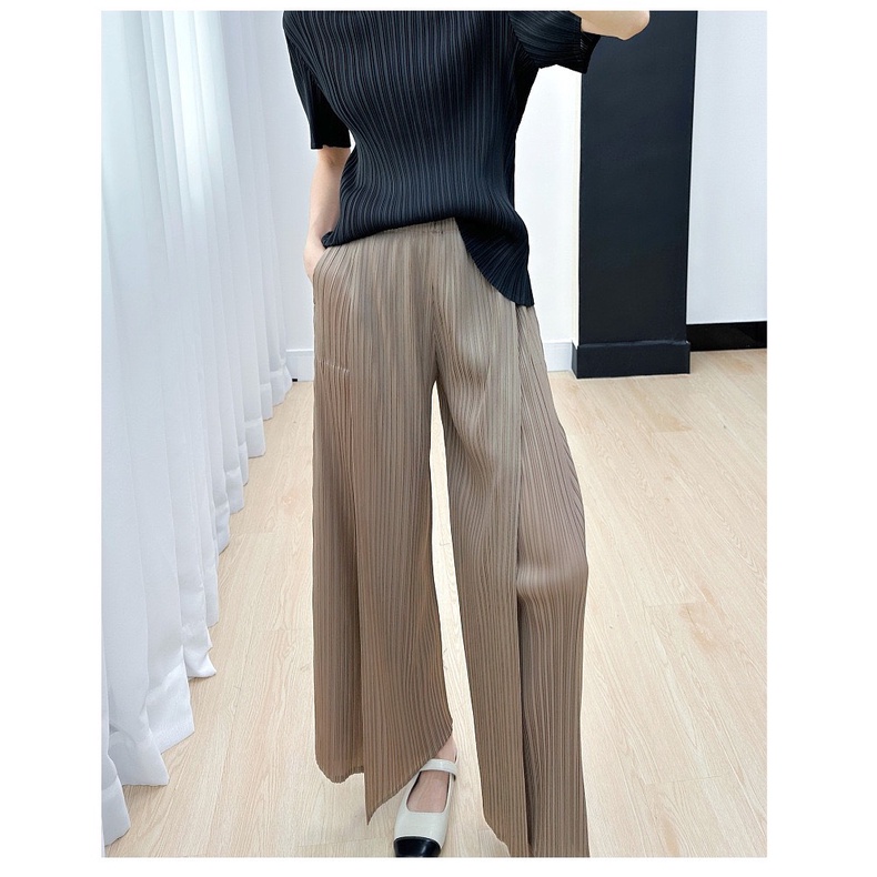 (HÀNG SẴN) Quần lò xo cao cấp form suông dài, có lớp phủ tà trước - Quần lò xo thiết kế lớp phủ, lưng chun co dãn tốt