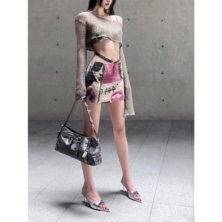 Áo Kiểu Trễ Vai Eo Chéo In Họa Tiết Phong Cách Retro Mỹ Quyến Rũ Cho Nữ