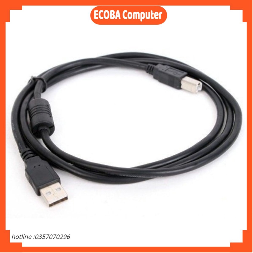 Dây cáp máy in cổng USB 2.0 đen dài 1M  1.5M 3M 5M kết nối máy in với máy tính PC laptop chống nhiễu tốt ECOBA