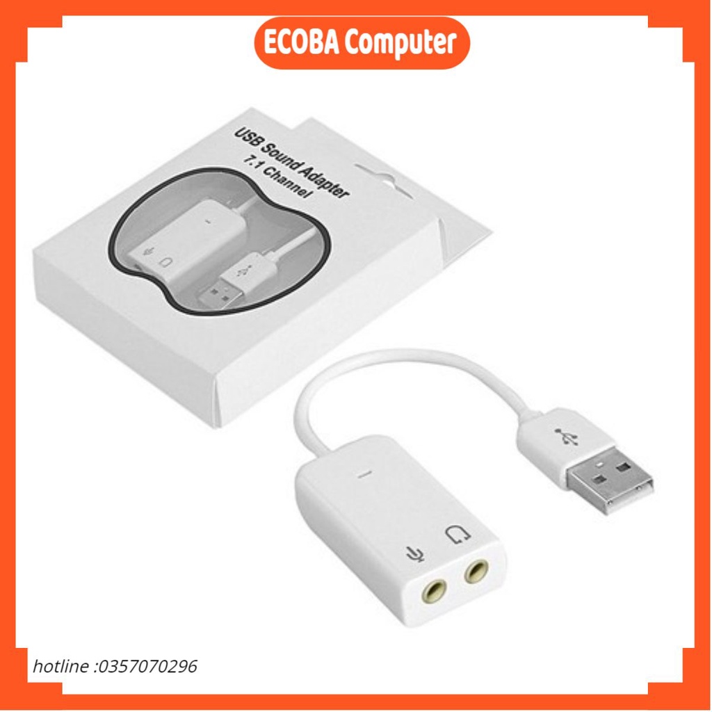 Usb sound dây 3d 7.1 trắng sound 5H tiện lợi chuyển đổi từ USB sang âm thanh ECOBA