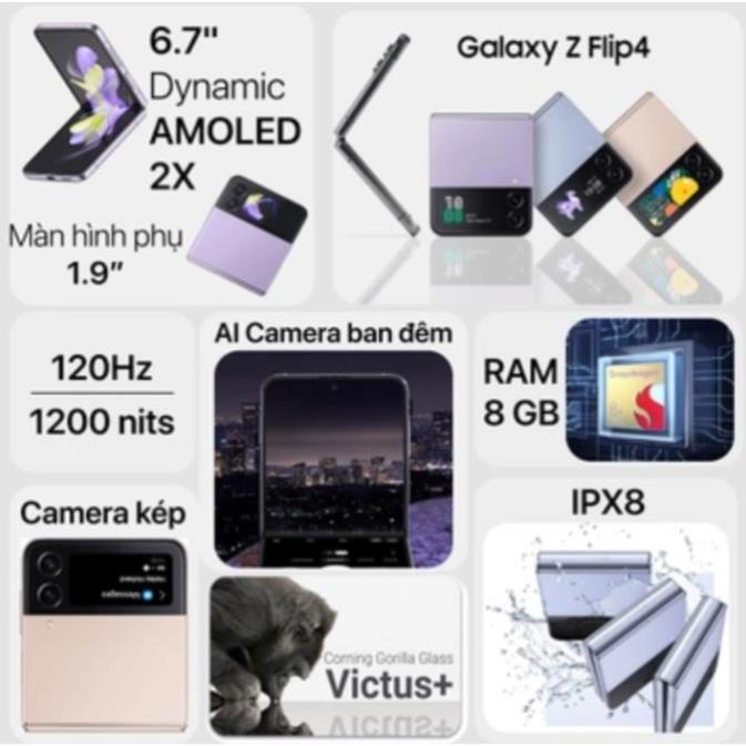 Điện thoại Samsung Z Flip4 bộ nhớ 256GB - Chính hãng giá rẻ Full Màu - Bảo hành 1 đổi 1 trong 12 tháng HIT